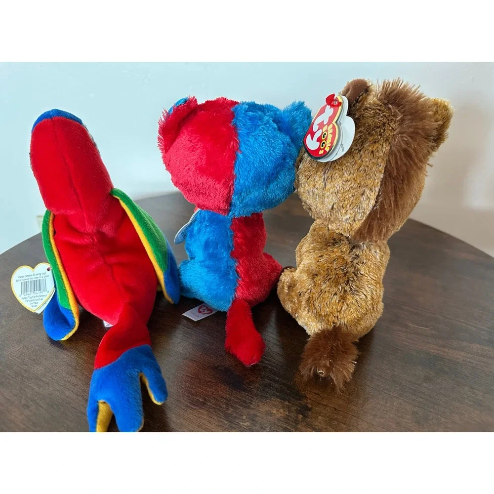 Ty Beanie Babies Boos Lot Jabber Parrot Harriet Horse Red Blue Cat Plush Toys